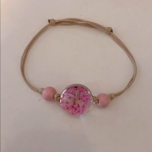 Pink Flower Adjustable Bracelet